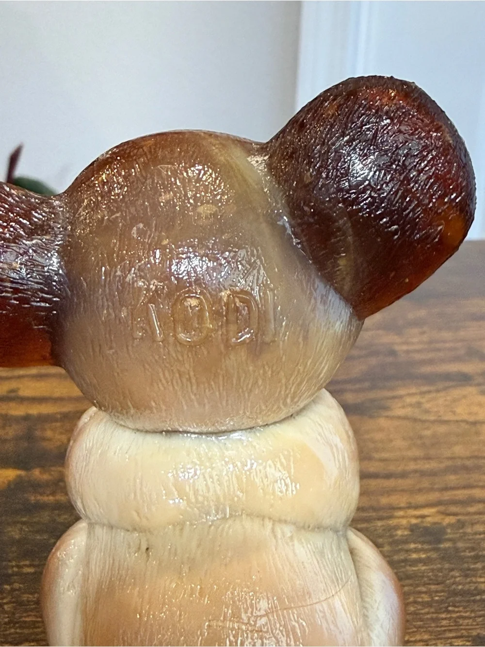 Vintage 1982 KODI Koala Bear Figurine KJ Signed Amber Resin Faux Wood